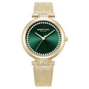 Kenneth Cole Classic Quartz Analog Green Dial Gold Stainless Steel Strap Watch for Women